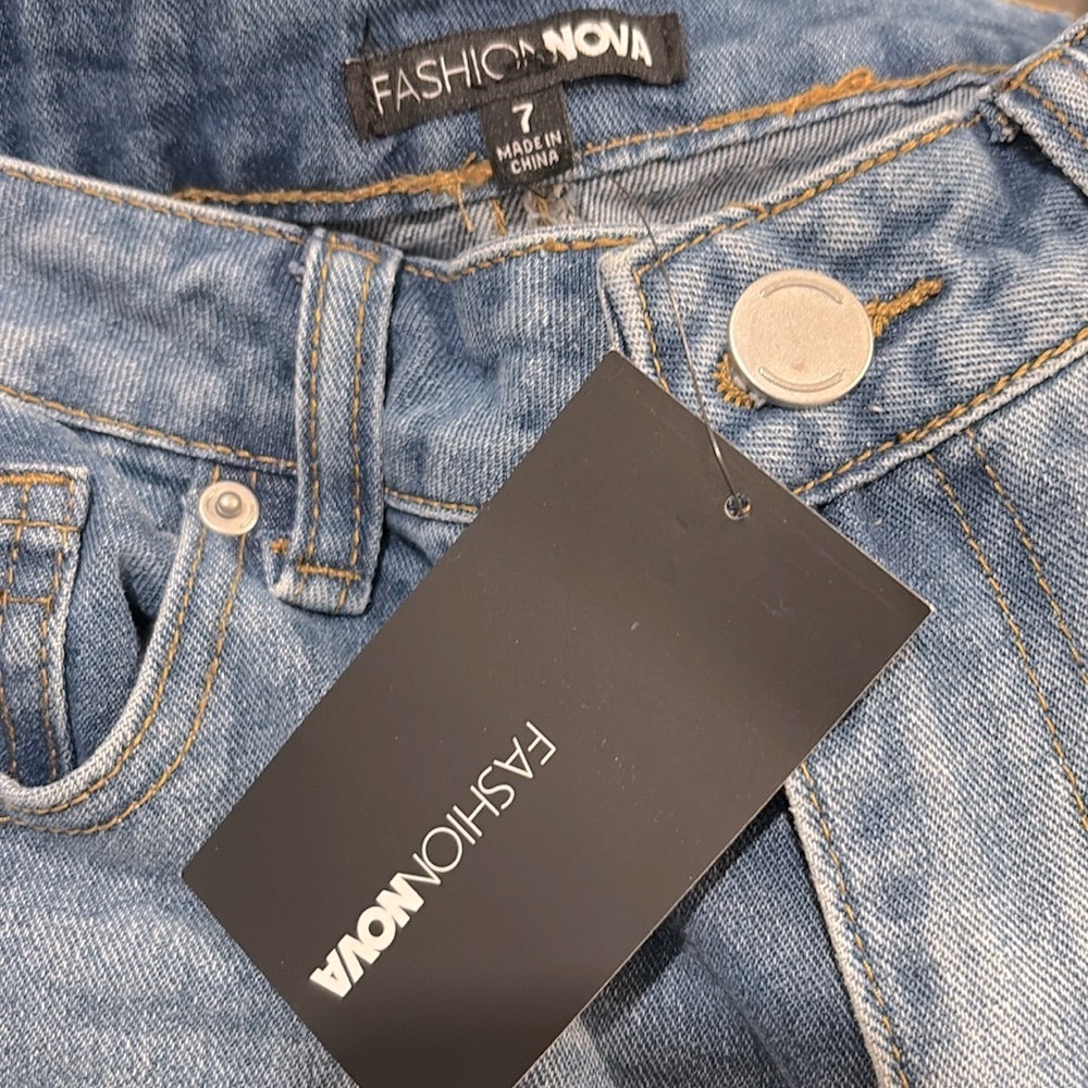 NWT [Fashion Nova] 90's Flashback Tapered Jeans - Medium Blue Wash Women’s Sz 7 - Picture 6 of 8